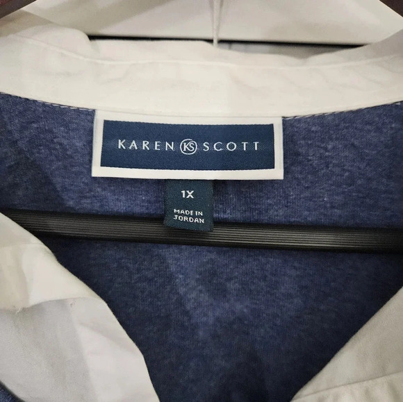 Karen Scott Blue Long Sleeve Top Plus Size 1X - Picture 3 of 6